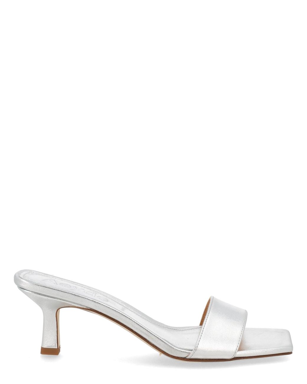 Aeyde White Laminated Nappa Leather Cross Breed Lamb Leather Sandals