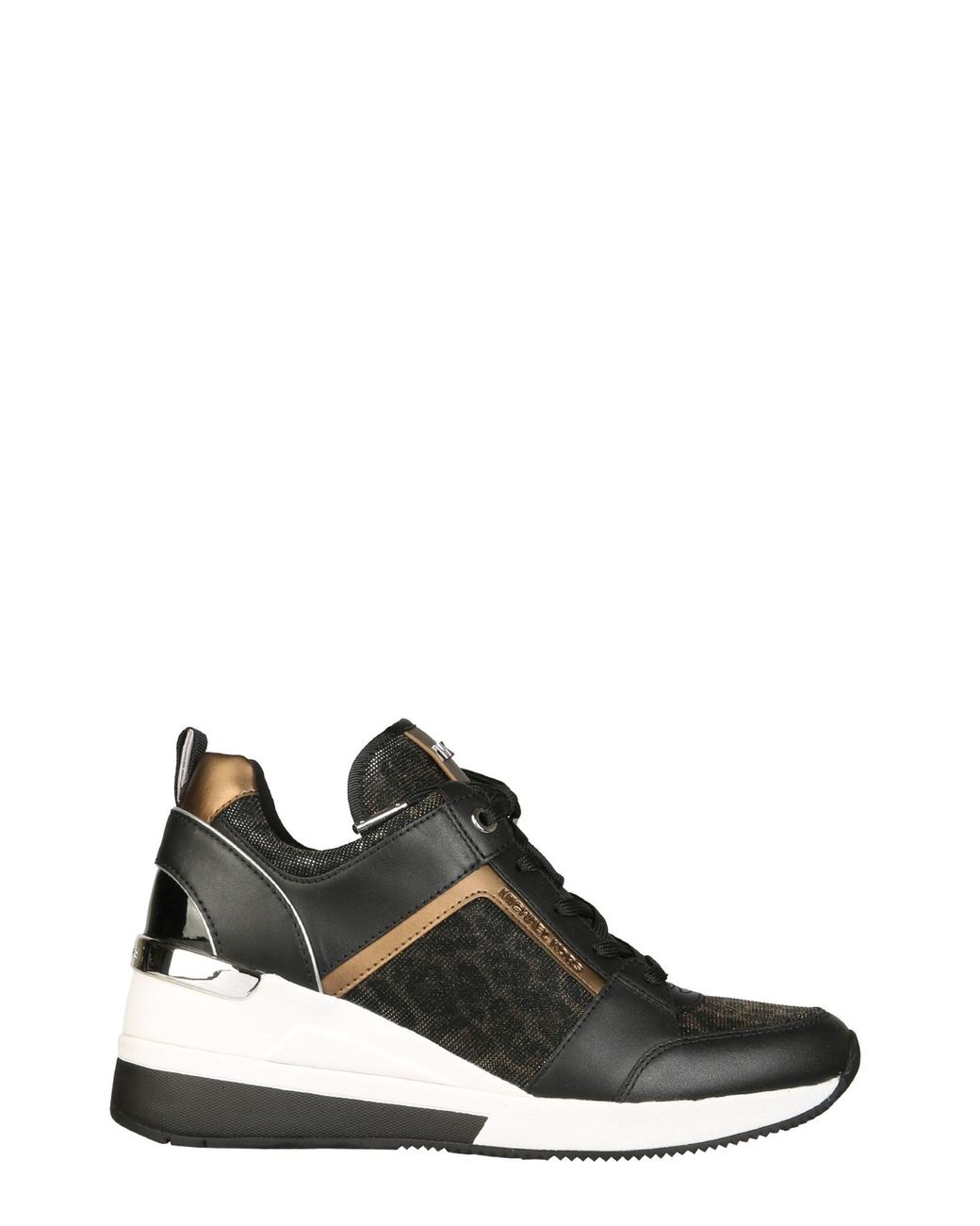 georgie leather and leopard glitter mesh trainer