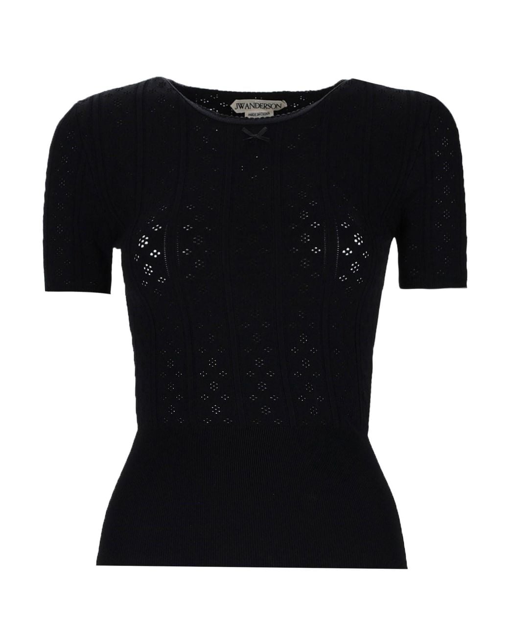 J.W. Anderson Black "Pointelle" T-Shirt