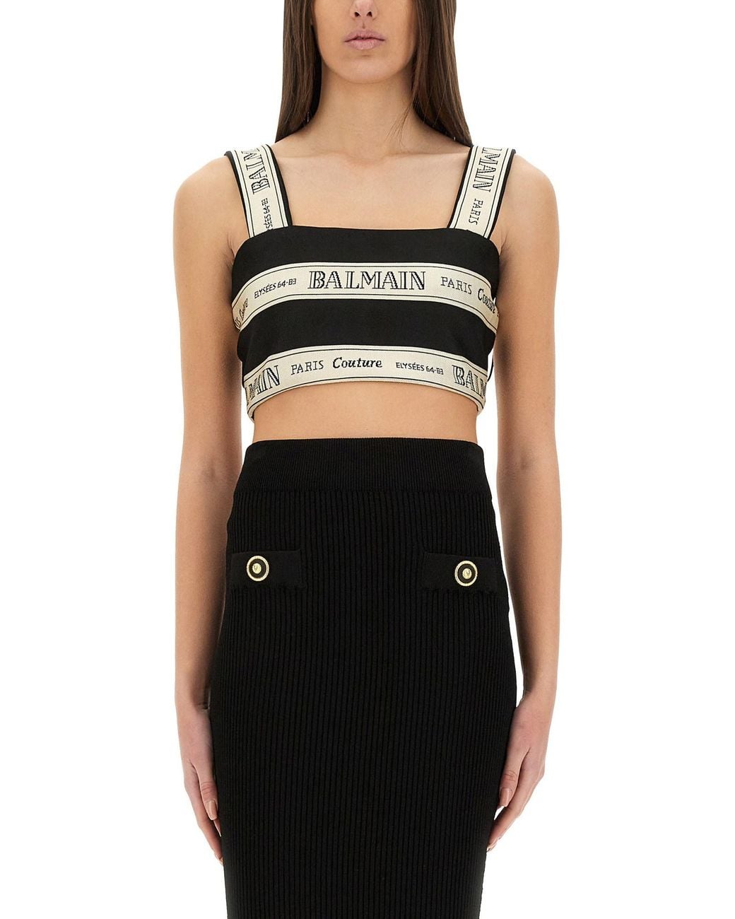 Balmain Black Short Strappy Top