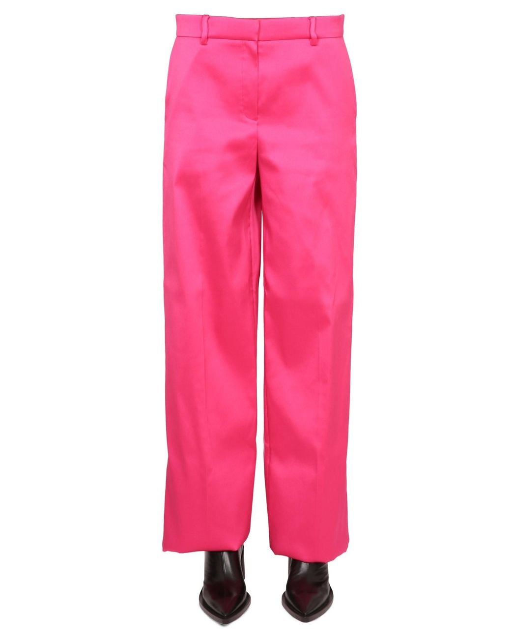 Magda Butrym Pink High-Waisted Wide-Leg Pants With Fluid Silhouette