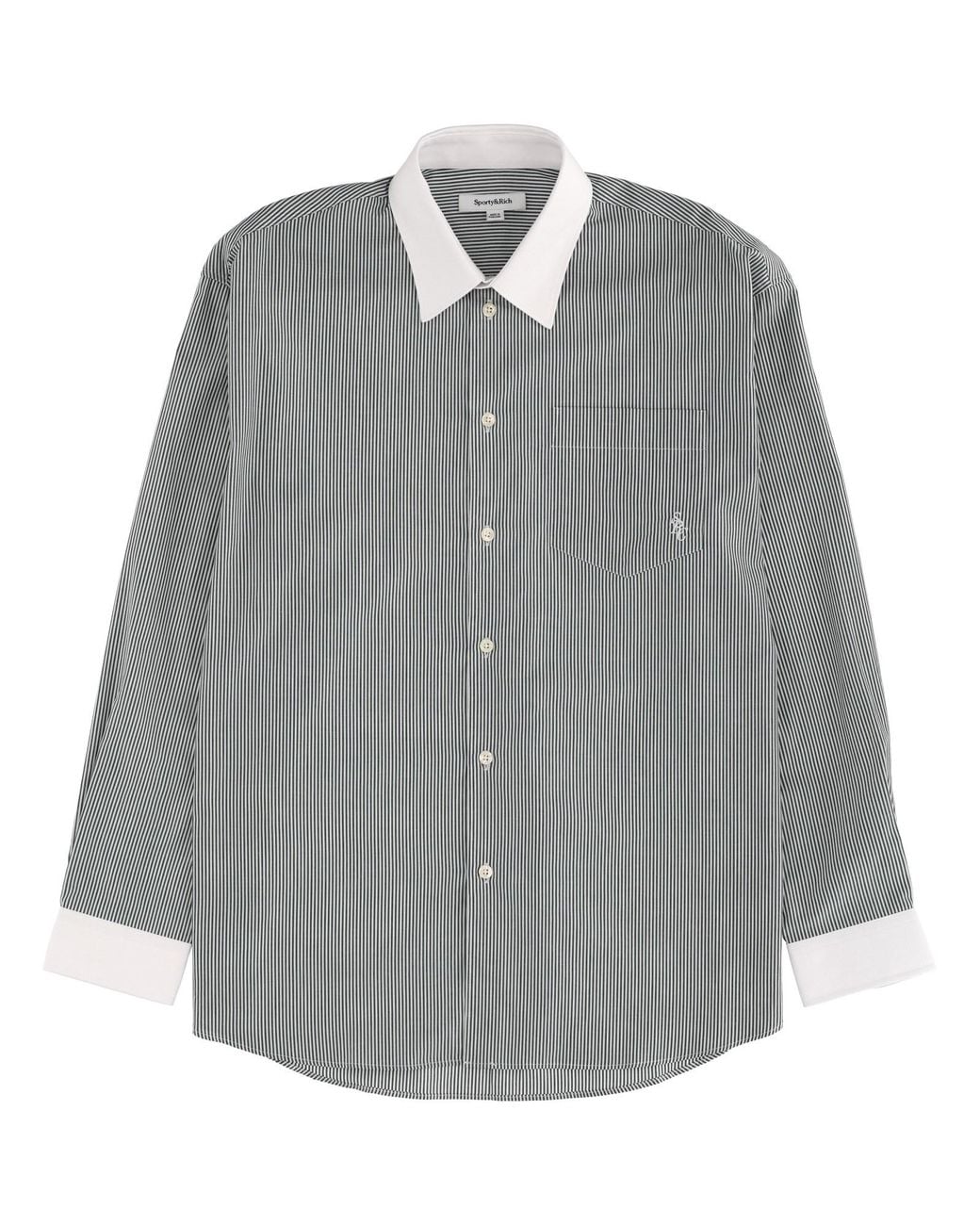 Sporty & Rich Gray Logo Striped Shirt