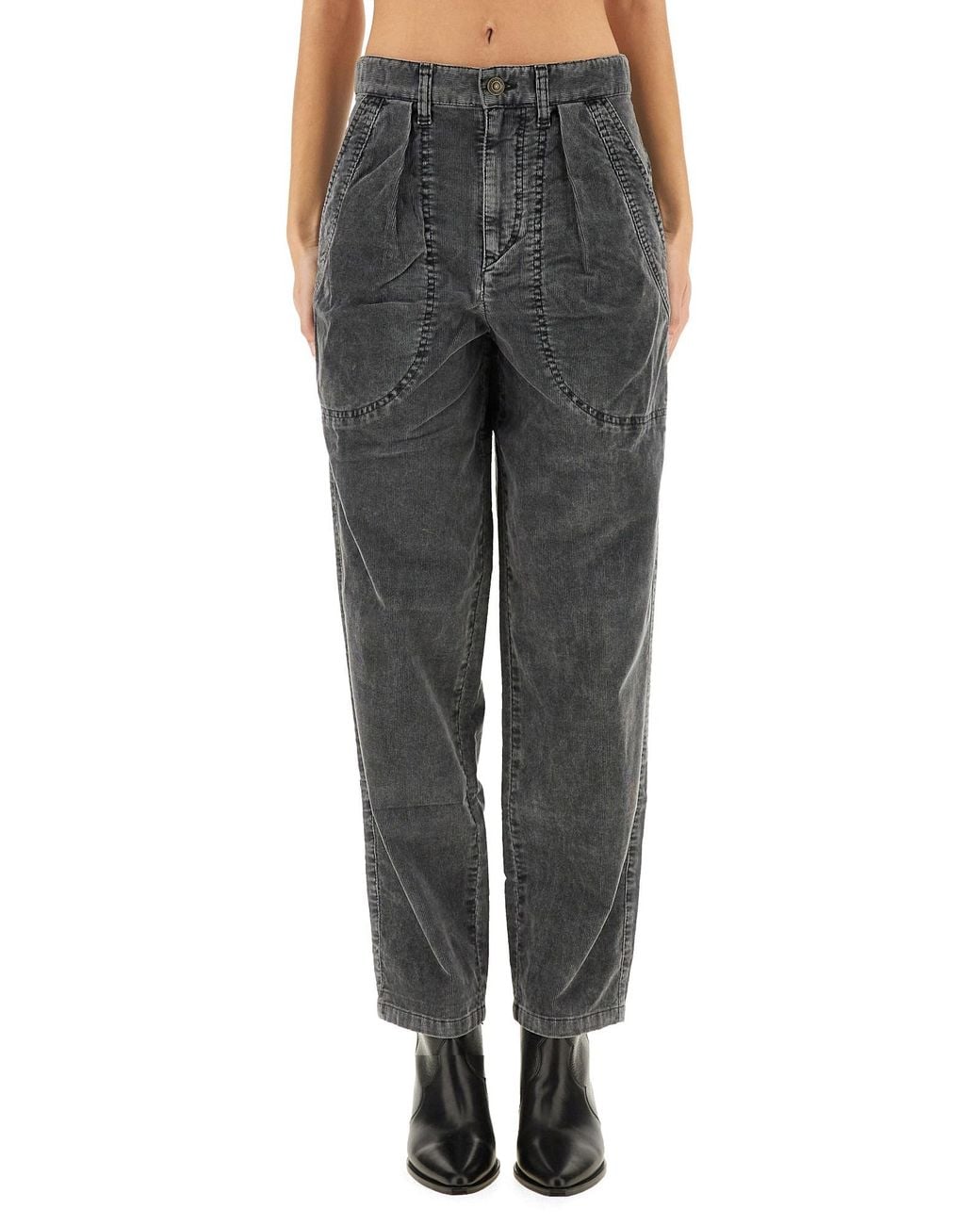Isabel Marant Gray Pants With Cotton Blend Trousers