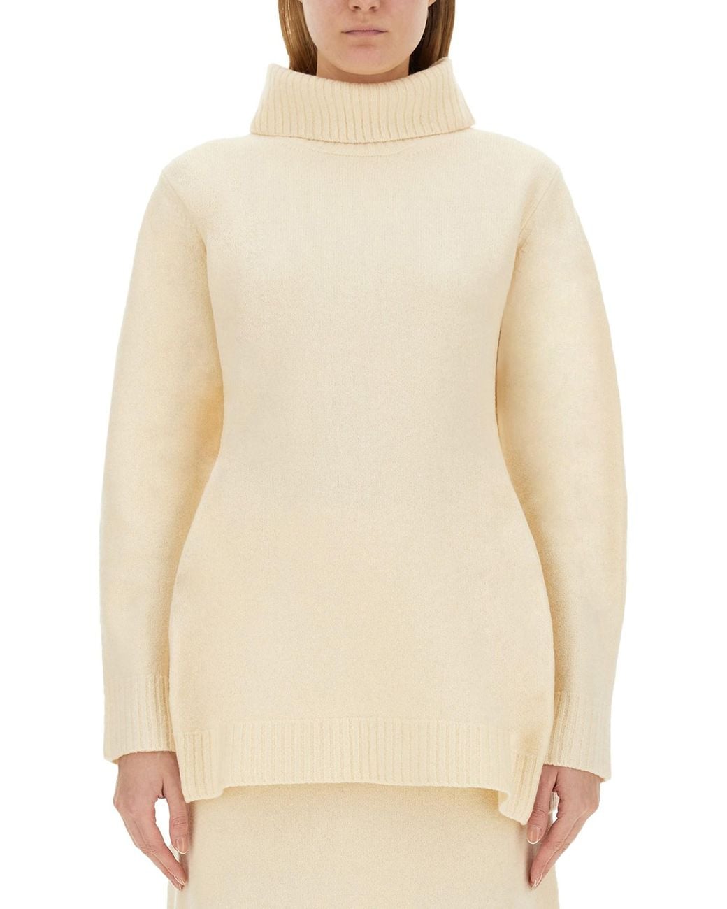 Jil Sander Natural Regular Fit Turtleneck Sweater Size 38