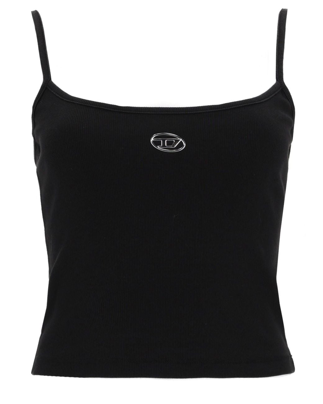 DIESEL Black Top With Thin Straps And D-Logo Plaque On The Front