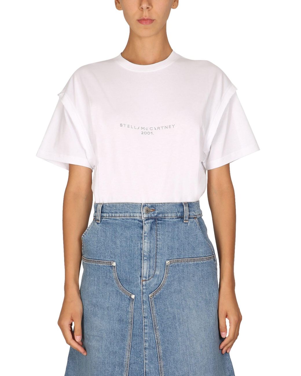 Stella McCartney White Crystal Logo Tshirt
