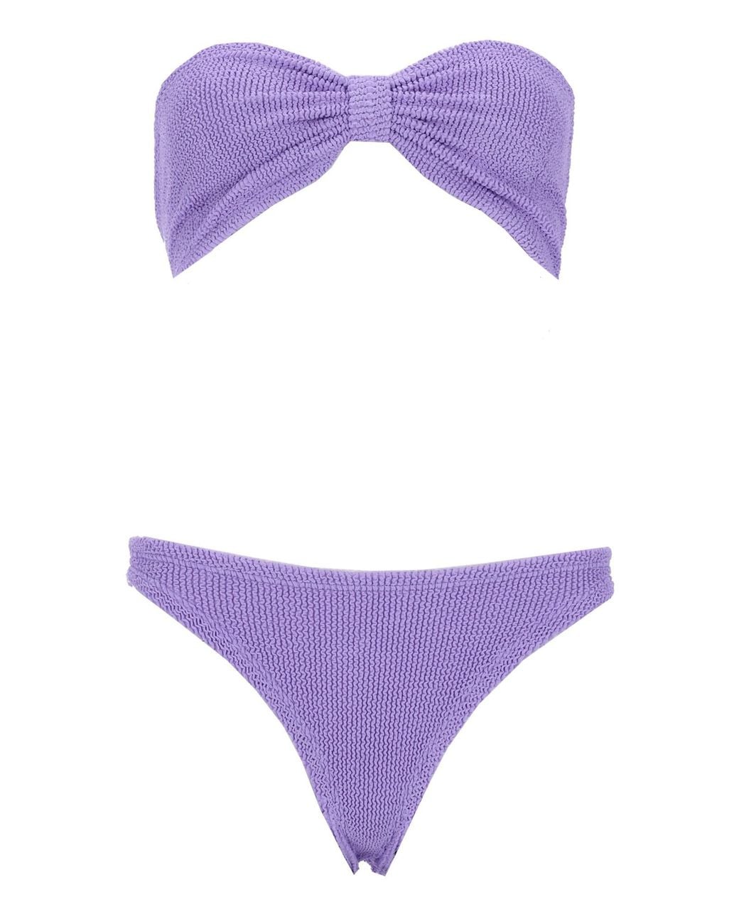 Hunza G Purple Bikini Set Jean Polyamide Swim Shorts