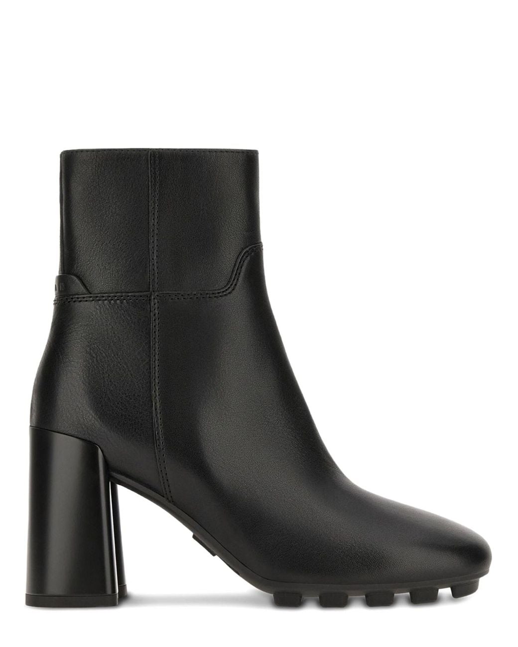 Hogan Black Leather Ankle Boots With Block Heel