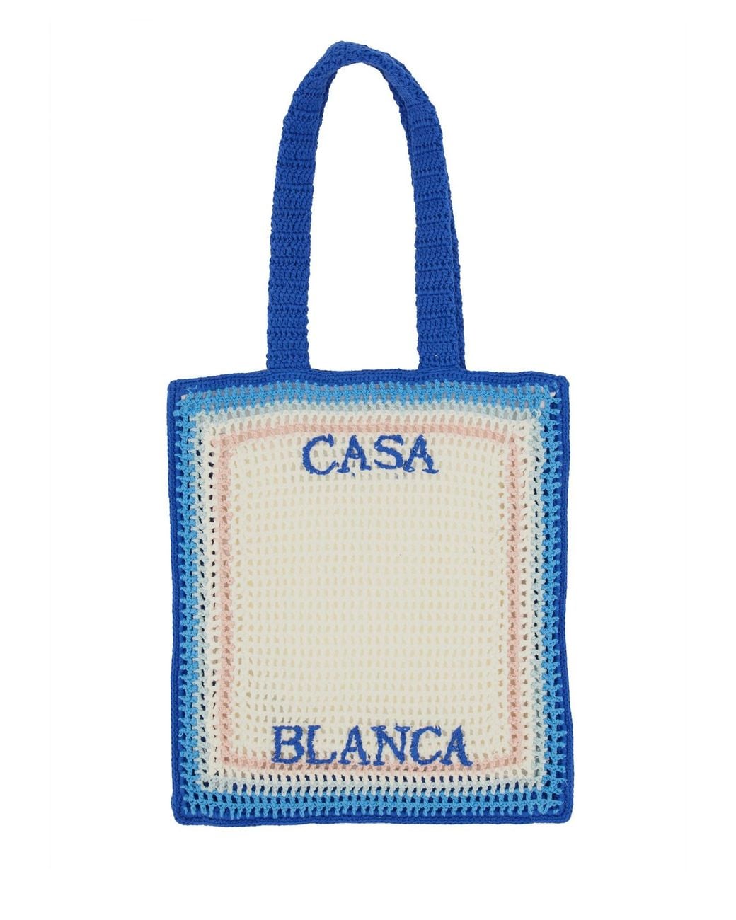 Casablanca Blue Crochet Bag Main: Cotton Handbags