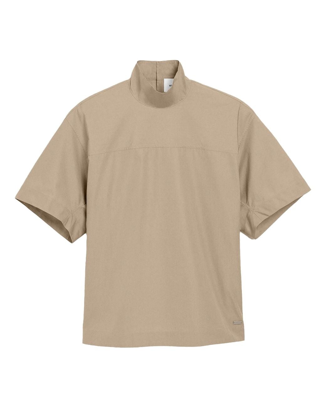 AMI Natural Cotton Top With Raised Collar