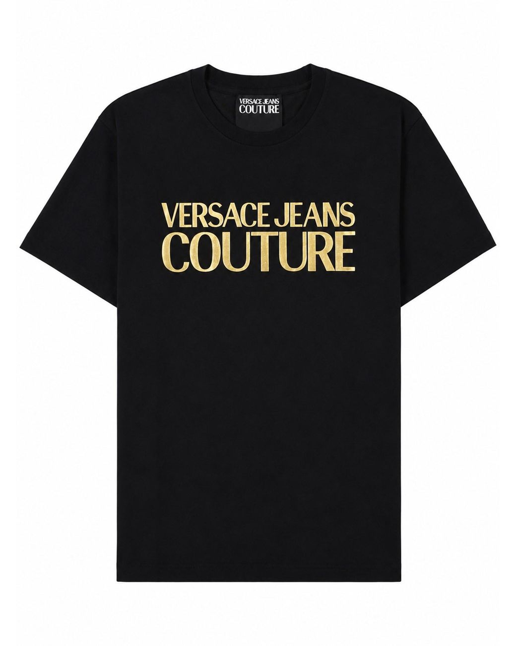 Versace Jeans Couture Black T-Shirt Con Logo Metallizzato for men