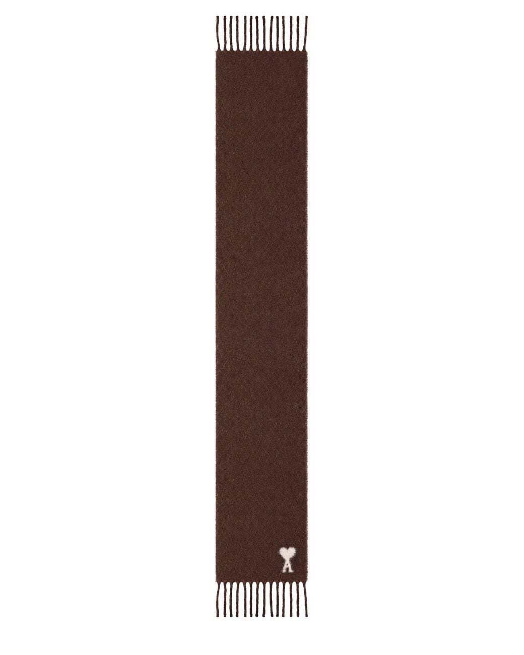 AMI Brown Sciarpa Con Logo