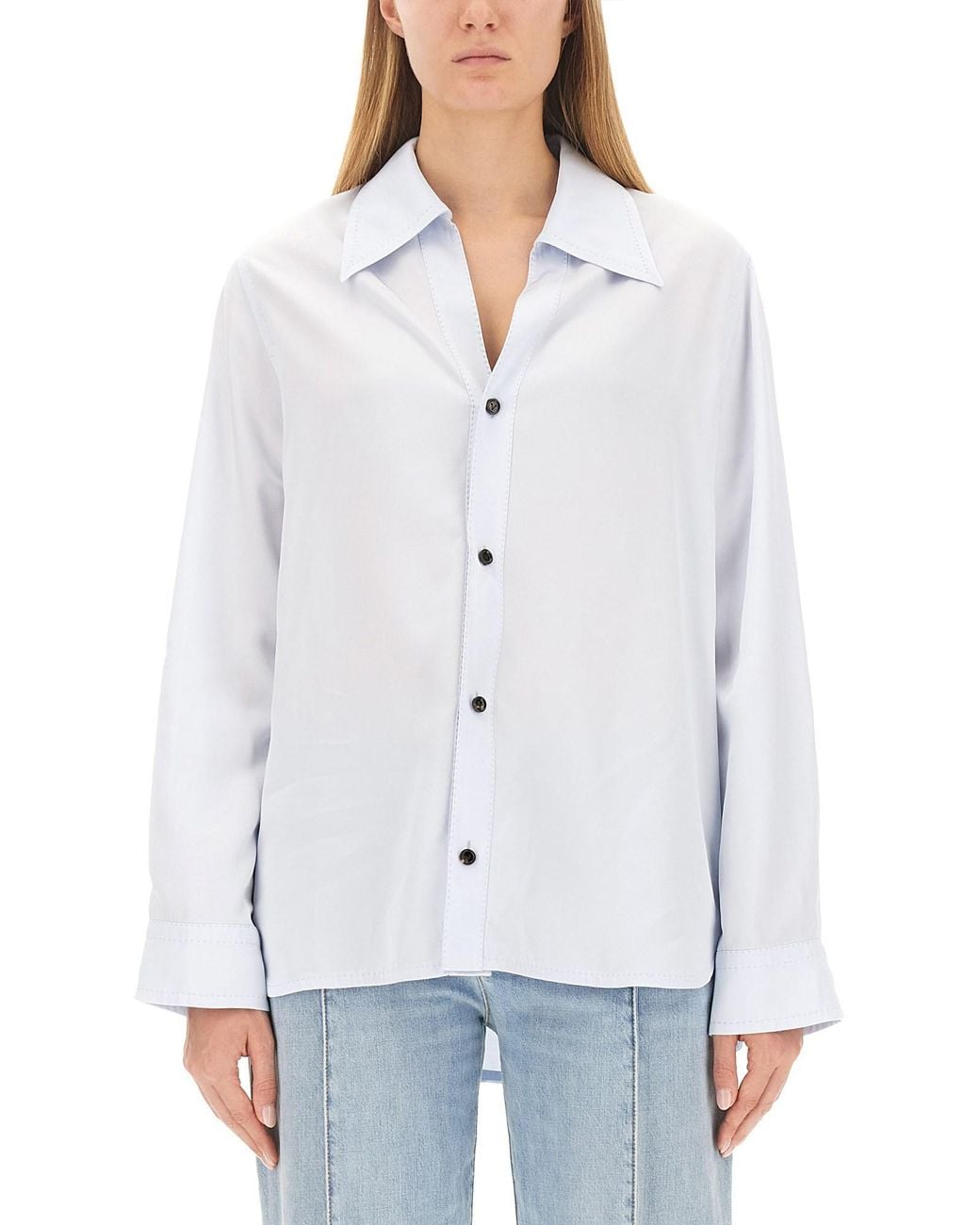 Bottega Veneta White Relaxed Fit Twill Shirt