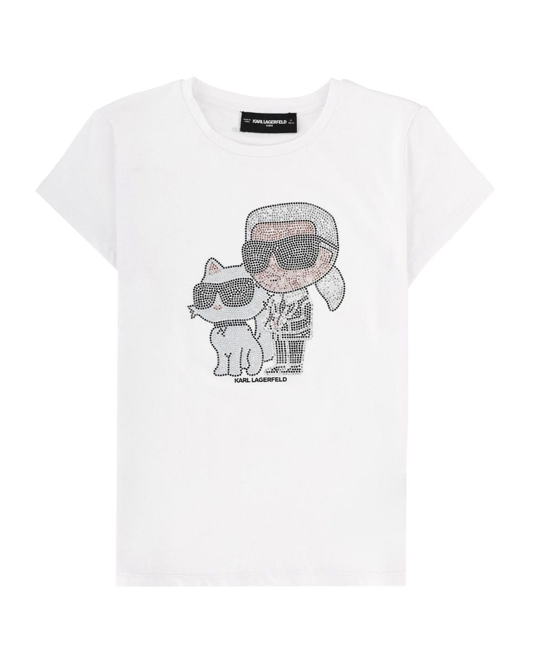 Karl Lagerfeld White T-Shirt Con Stampa Glitter