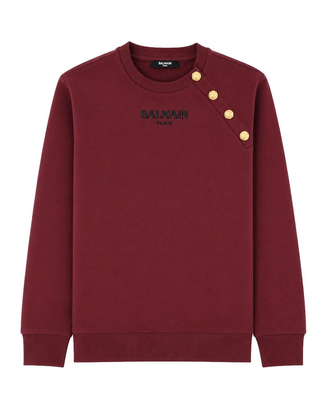 Balmain Red Felpa Girocollo Con Bottoni