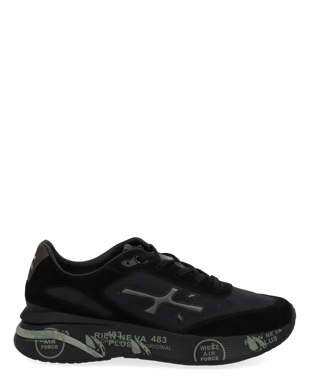 Premiata Black Calf Leather And Goat Leather Sneakers With Modern Design for men
