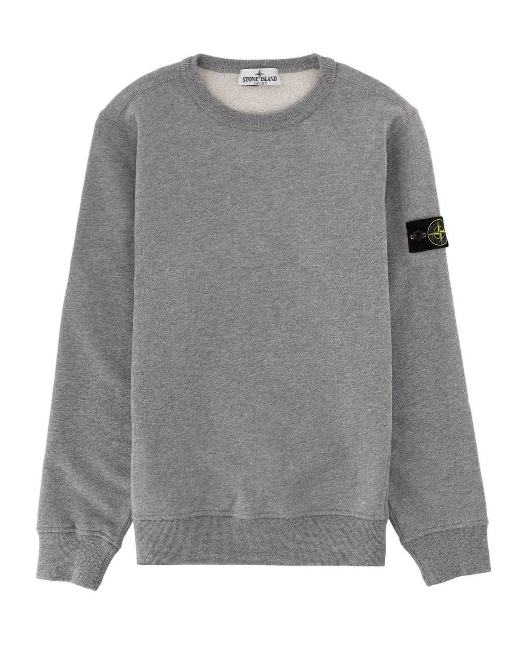 Stone Island Gray Felpa Girocollo Con Patch Logo