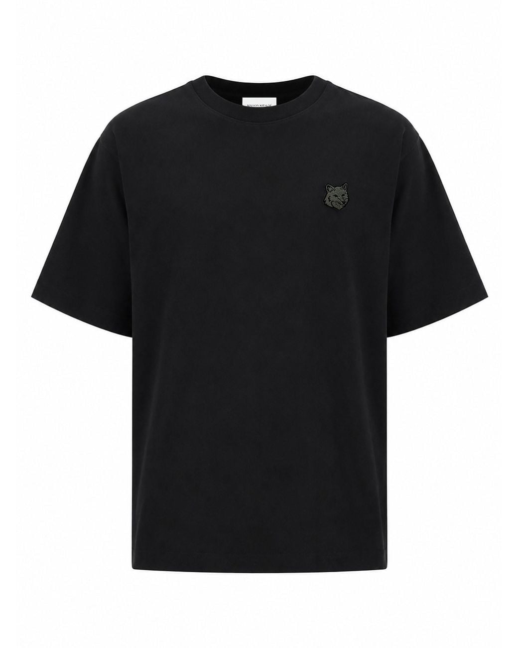 Maison Kitsuné Black Oversize T-Shirt With Volpe Patch for men