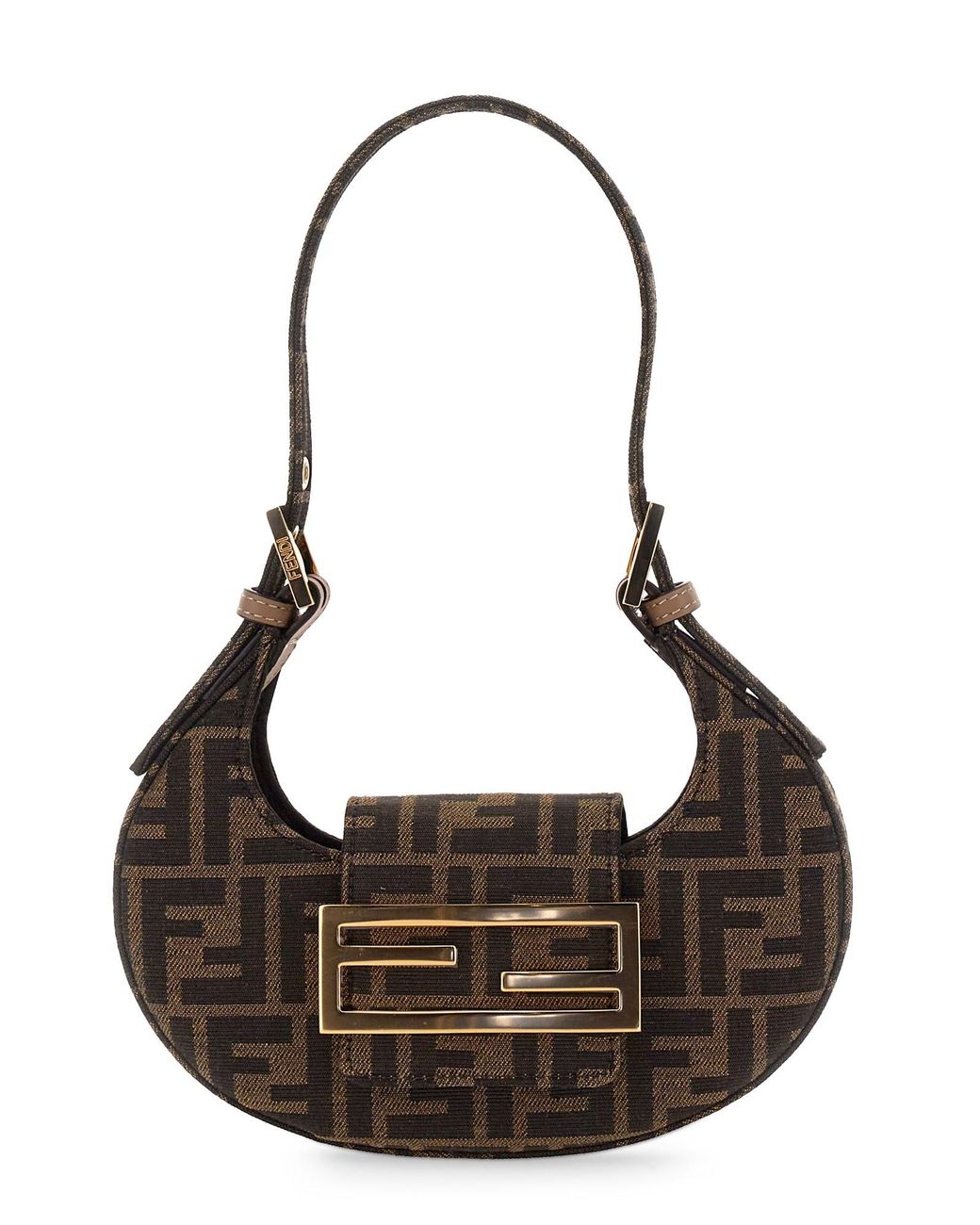 Fendi Leather Mini Hobo Cookie Bag In Jacquard Fabric With Ff Pattern ...