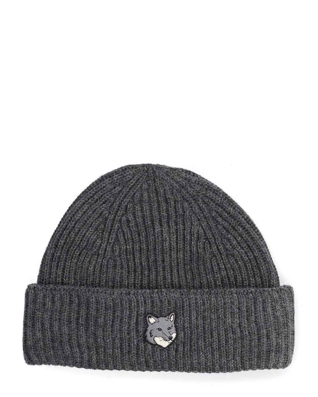 Maison Kitsuné Gray Berretto "Fox Head Large" for men
