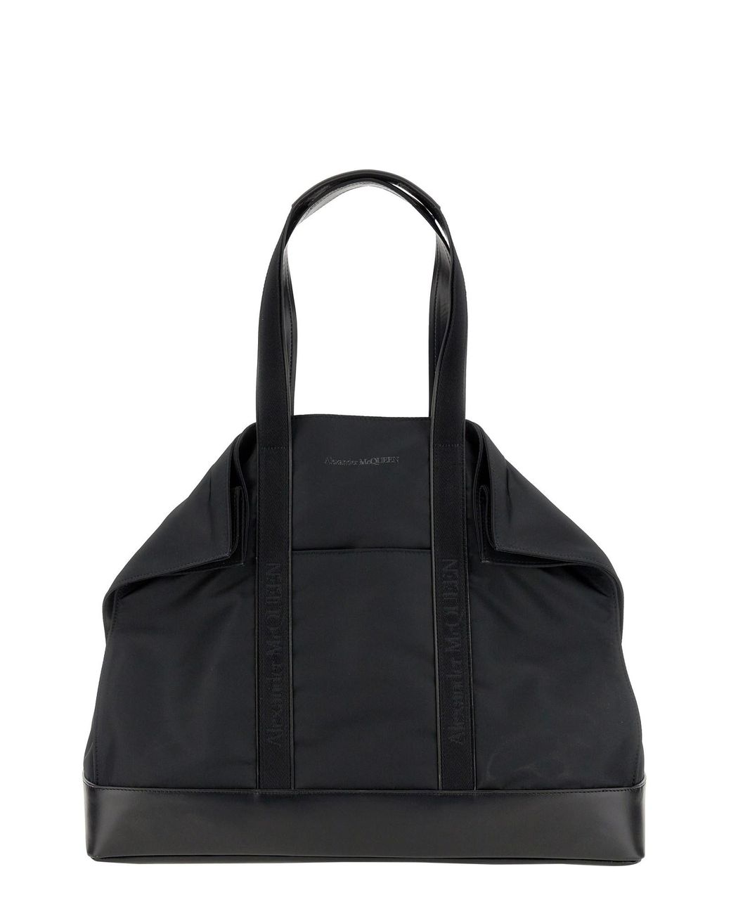 McQueen Black Manta Double Handle Tote Handbag for men