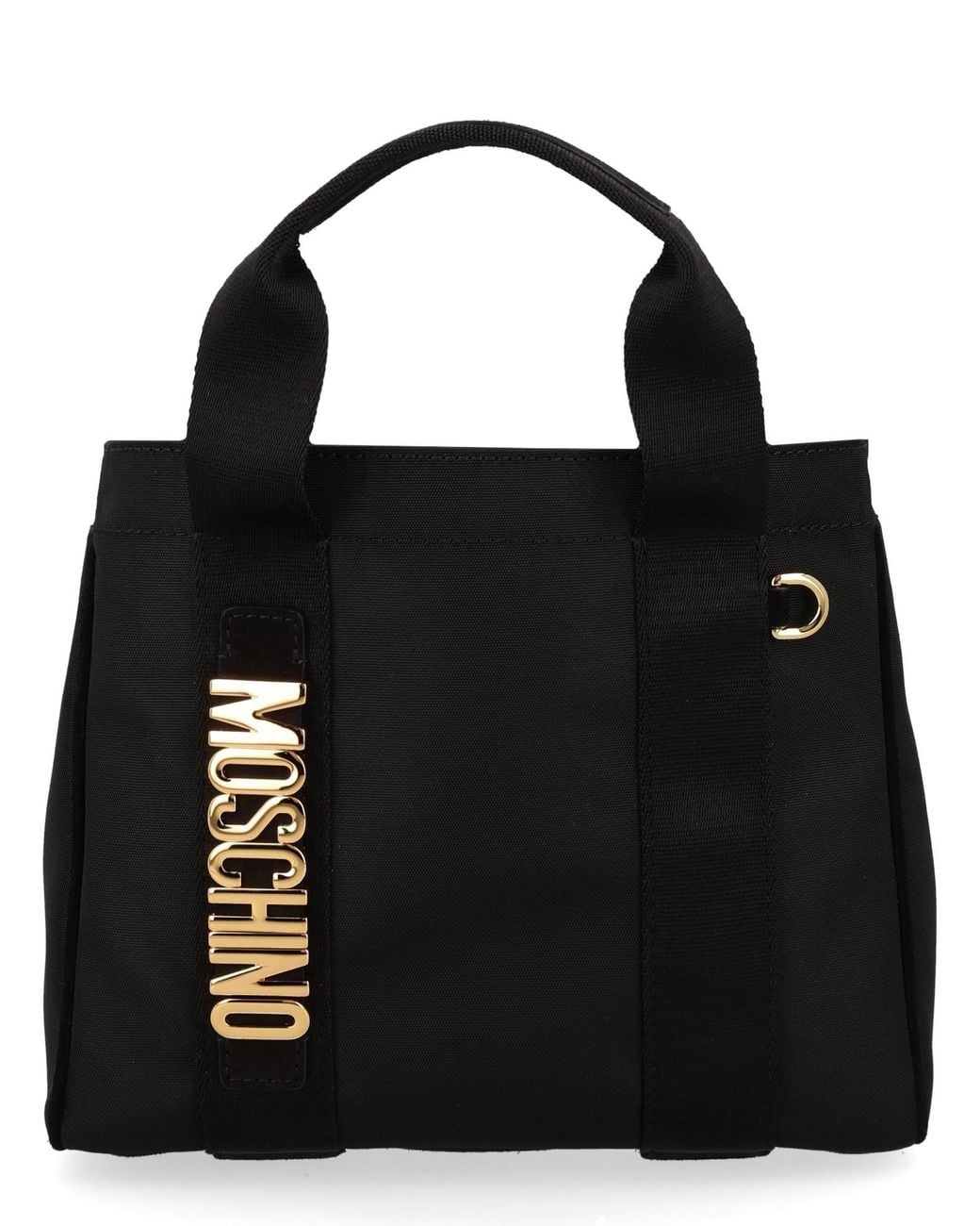 Moschino Black Tote Bag Carry Me Polyester Viscose Handbags