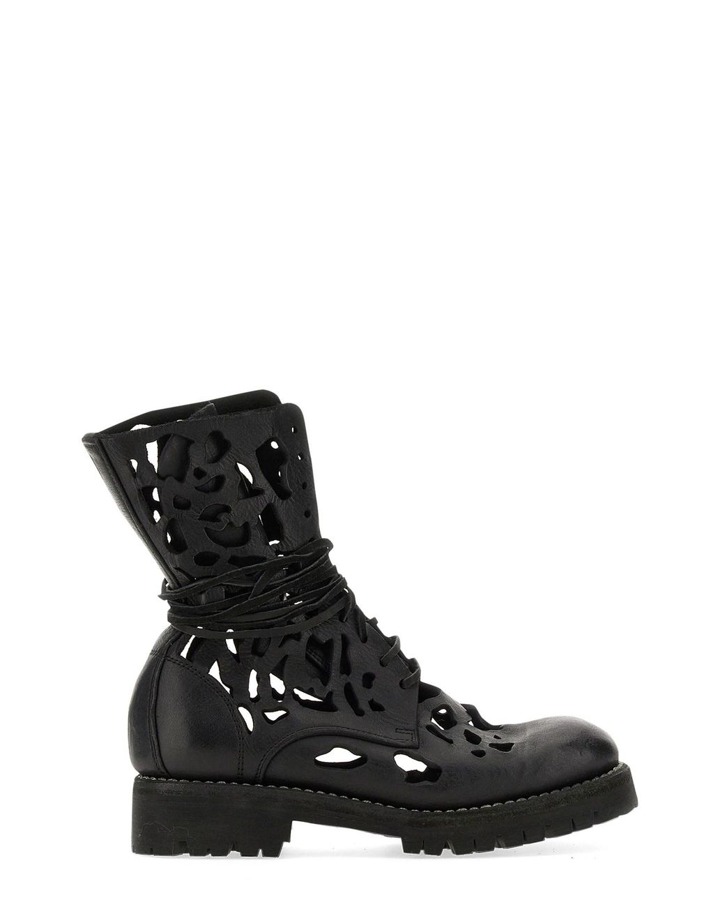 Guidi Black Ankle Boot With Cut Out Details