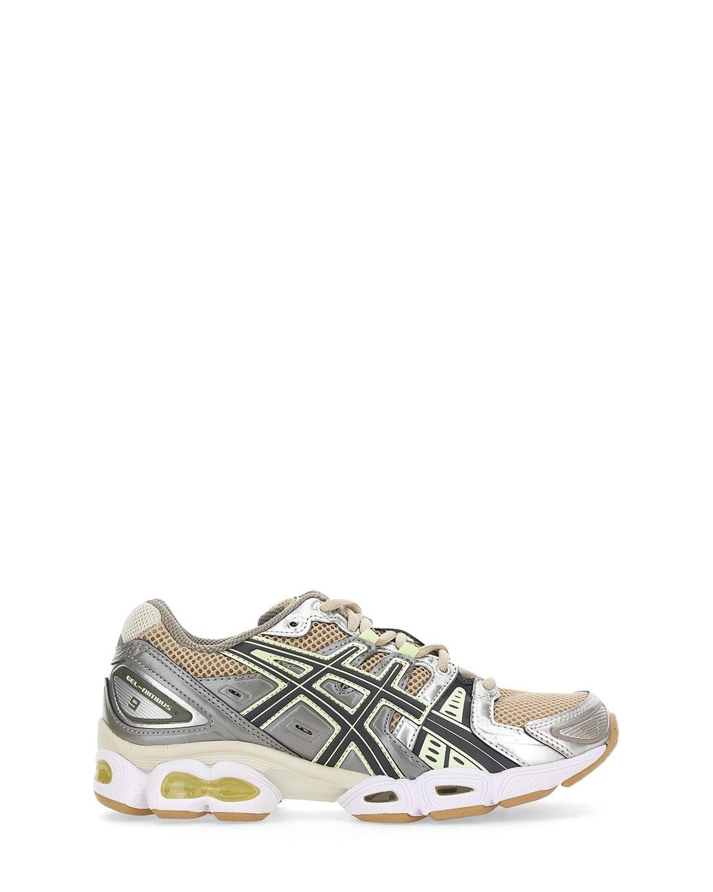 Asics White Gel-Nimbus 9 Sneaker Synthetic Leather Sole Trainers