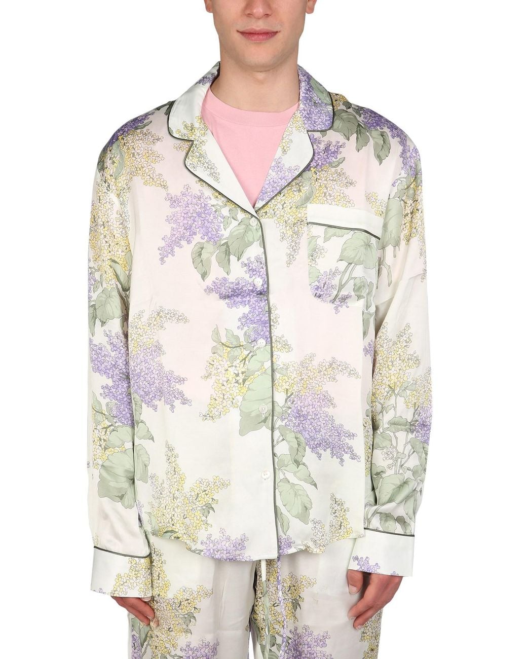 MOUTY Gray "tulum" Viscose Pajamas Print Shirt for men