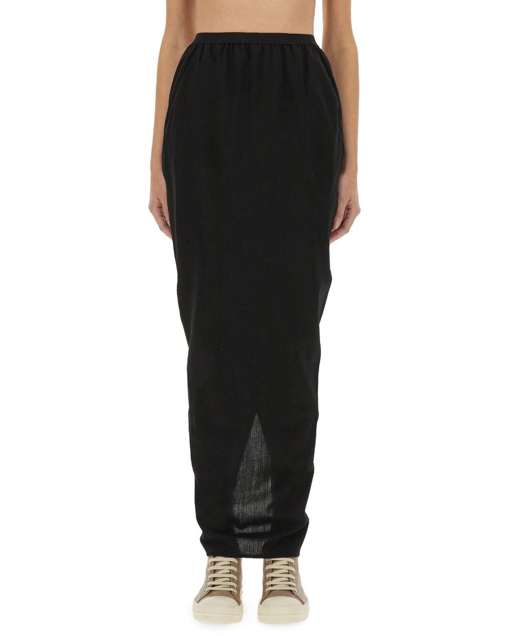 Rick Owens Black Soft Pillar Long Skirt