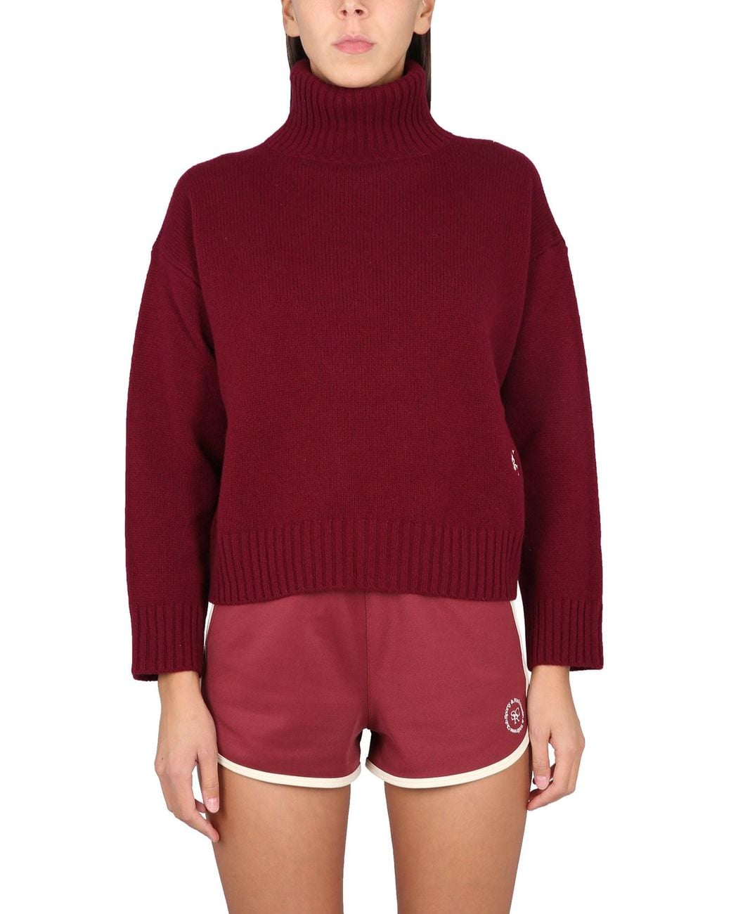 Sporty & Rich Red Knitted Turtle Neck Sweater