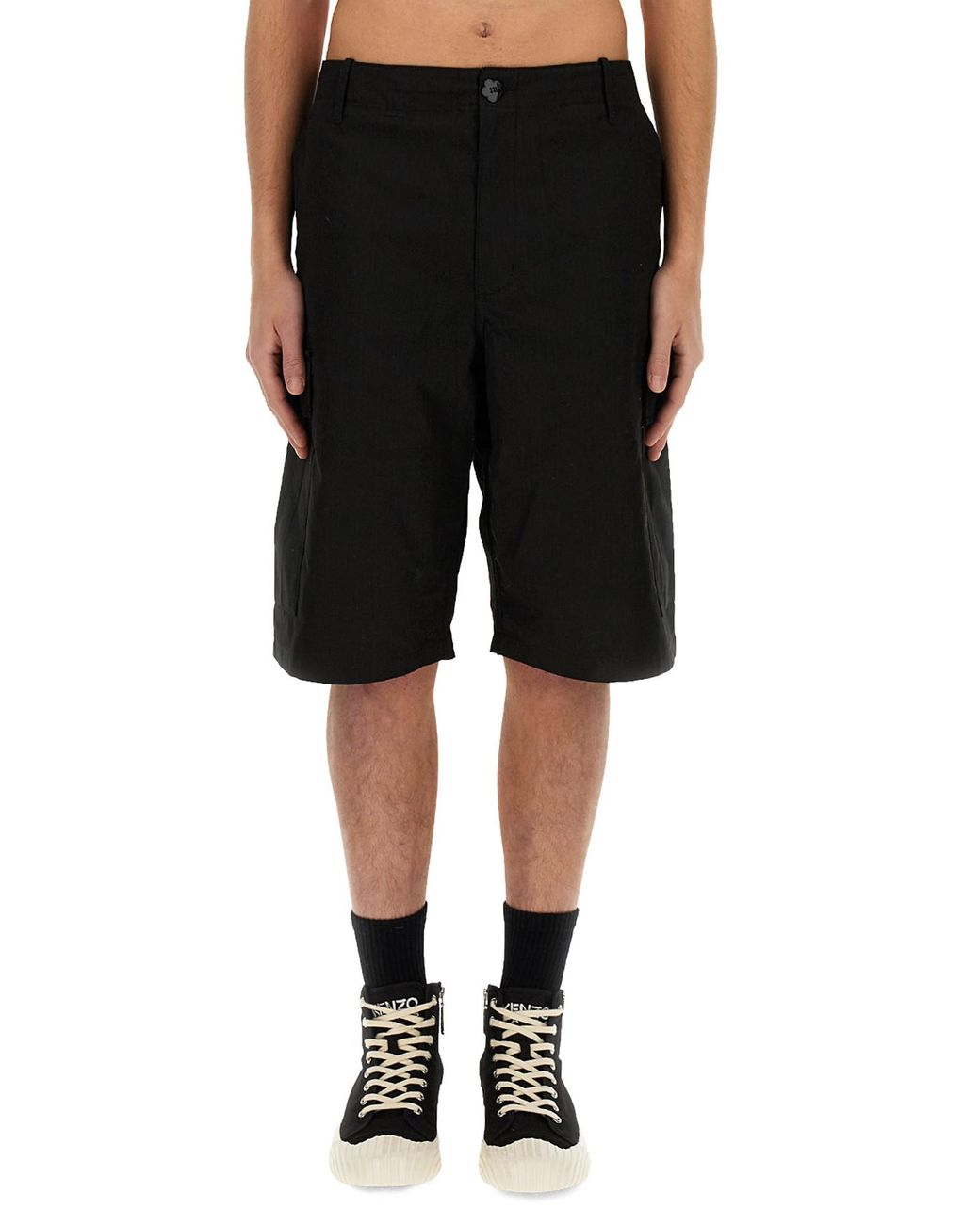 KENZO Black Cargo Workwear Shorts for men