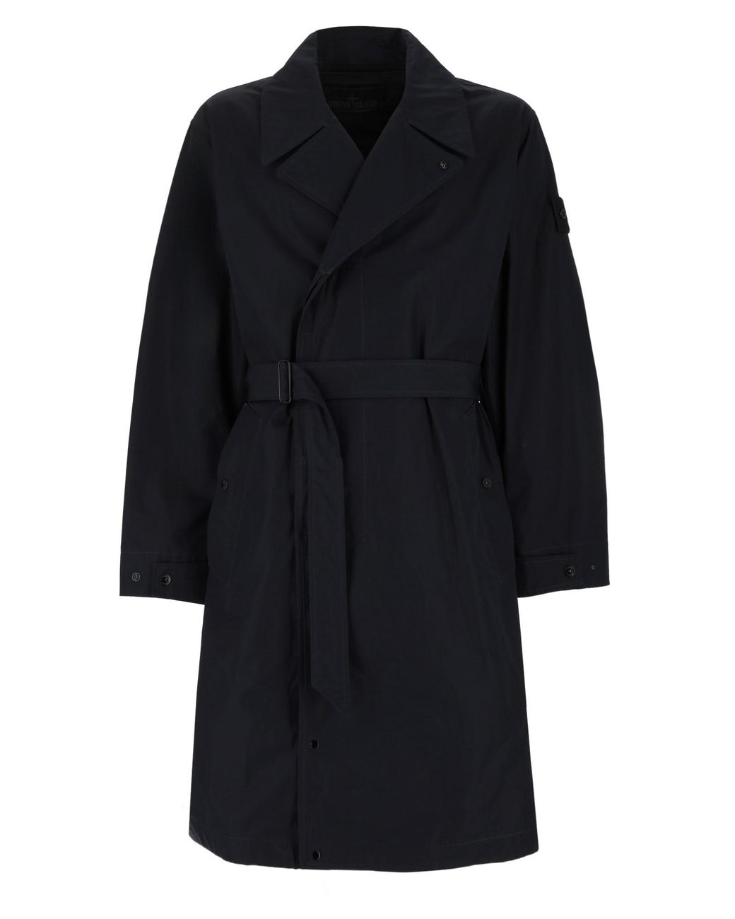 Stone Island Blue Trench Con Cintura for men