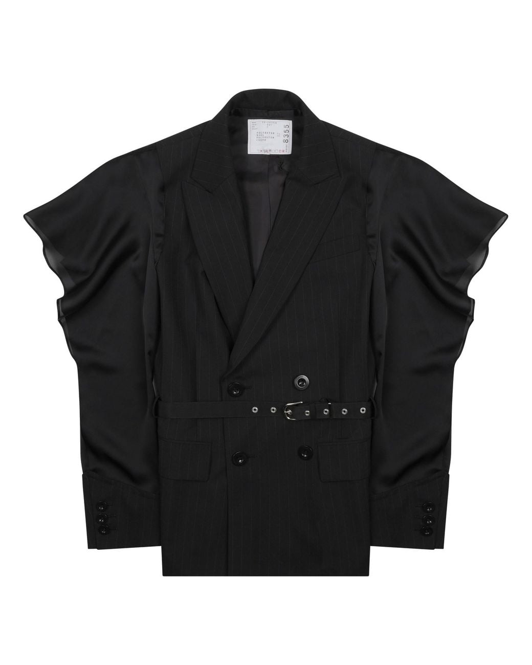 Sacai Black Blazer Con Manica Drappeggiata