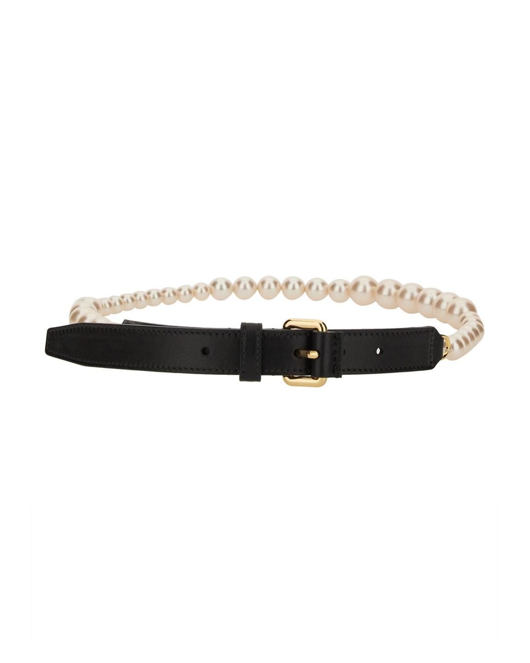 Moschino Black Belt With Pearl Adornments
