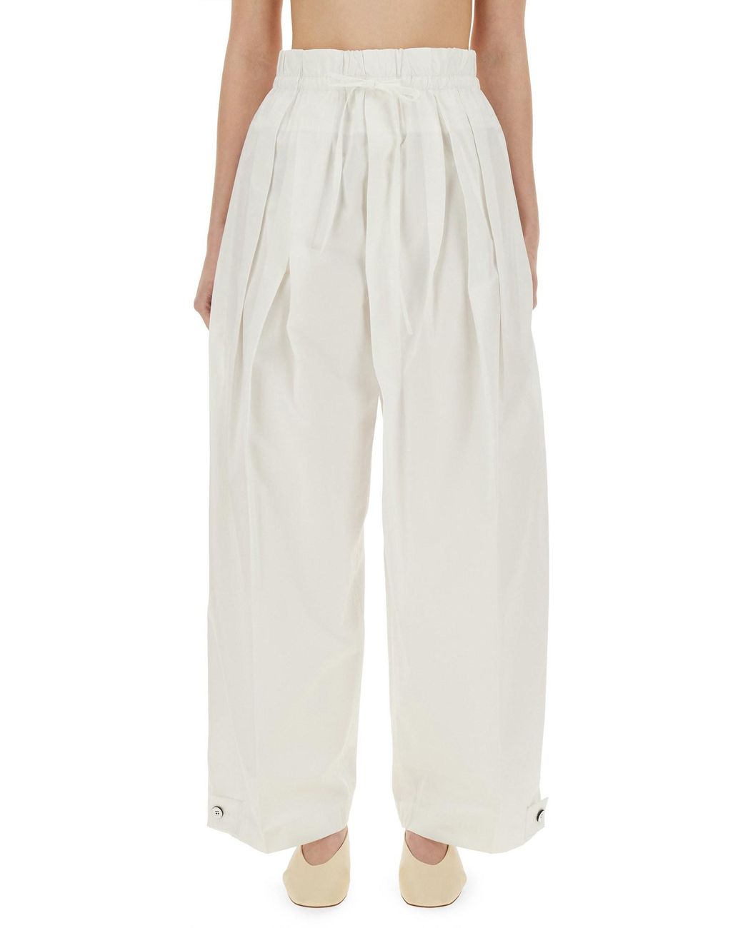 Jil Sander White High-Waisted Wide Pants