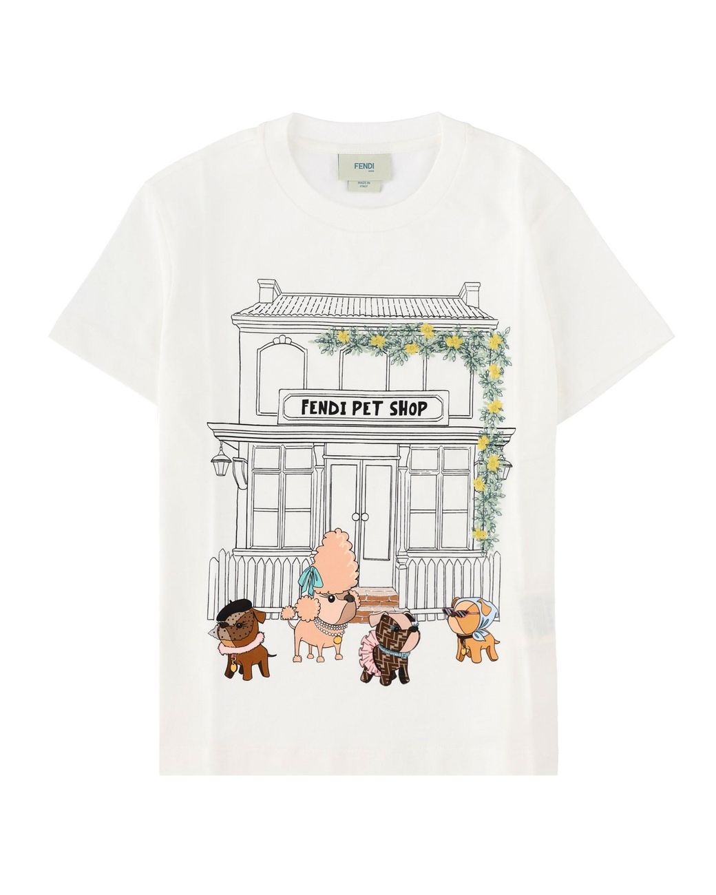 Fendi White T-Shirt Con Stampa Grafica