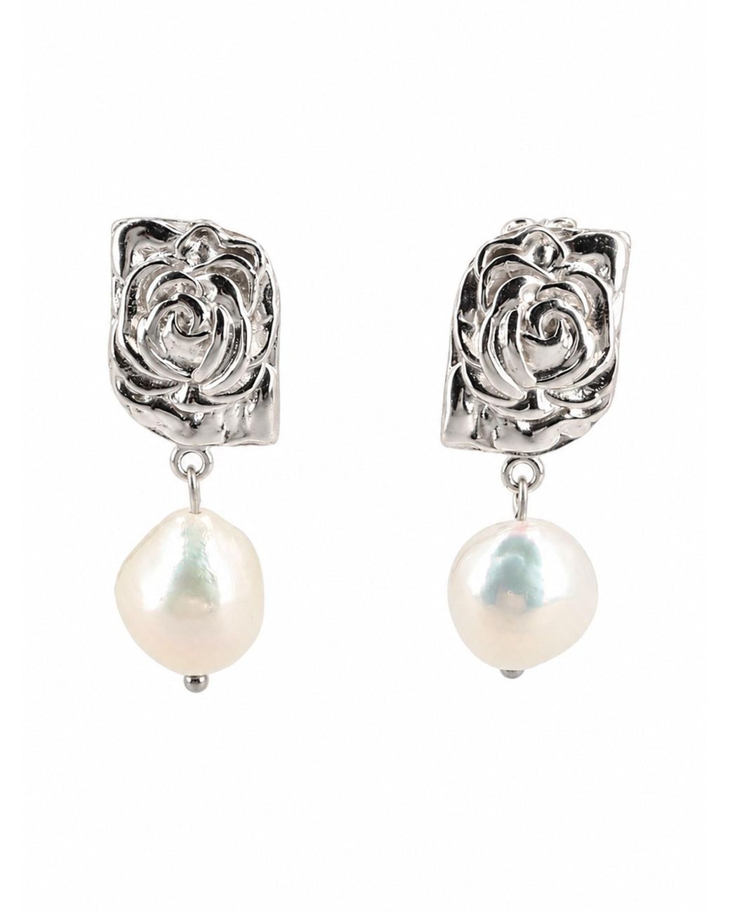 Magda Butrym White Orecchini Pendenti "Rose"