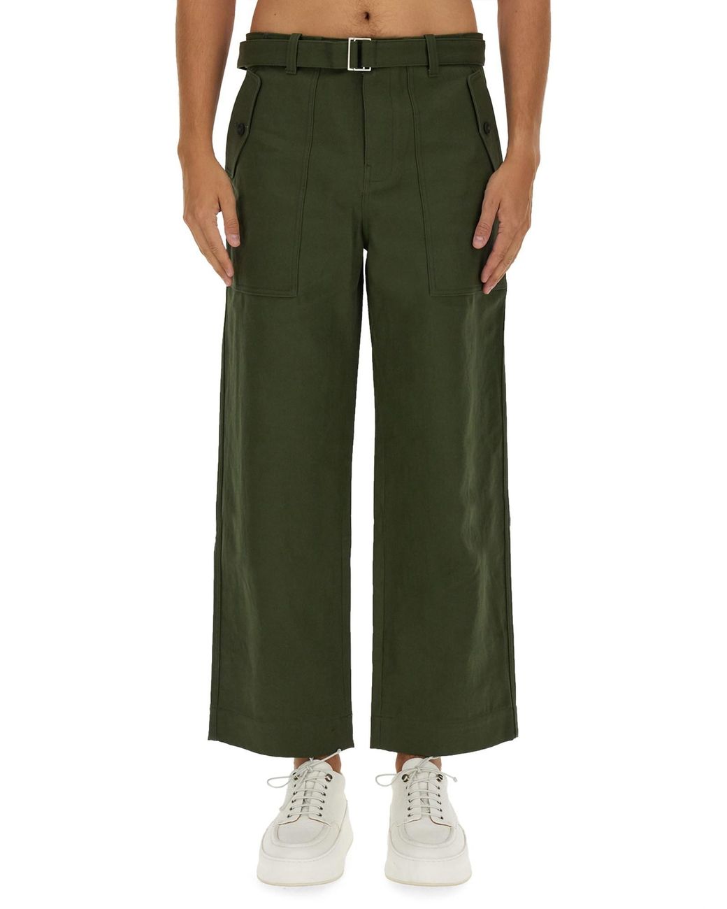 Maison Kitsuné Green Twill Pants for men