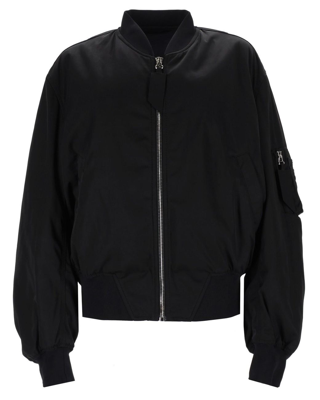 The Attico Black Bomber Jacket With Pocket Polyester