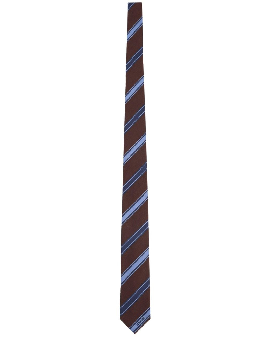 Ferragamo Brown Striped Silk-Wool Tie for men
