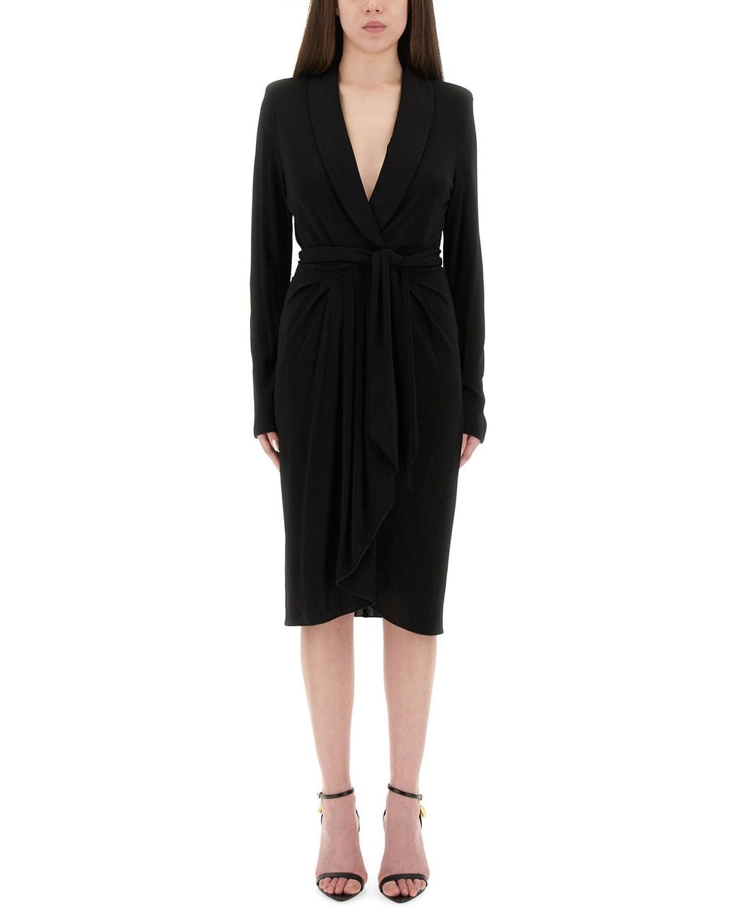 Tom Ford Black Wrap Dress With Deep V-Neckline