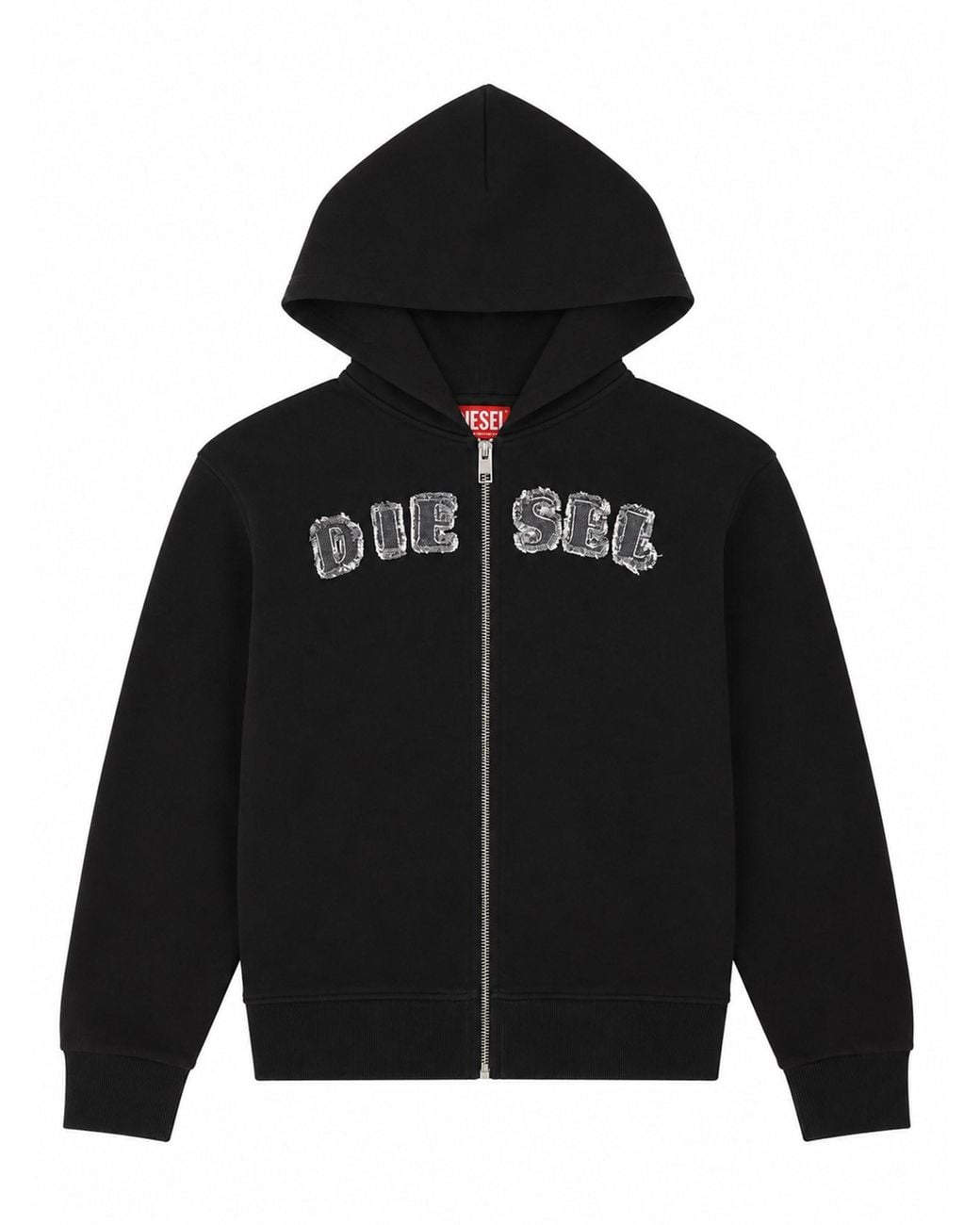 DIESEL Black Felpa Con Logo Effetto Sfrangiato