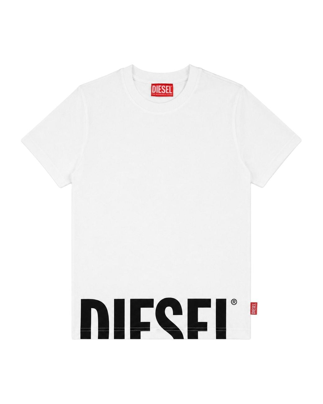 DIESEL White T-Shirt Con Logo Cut-Off