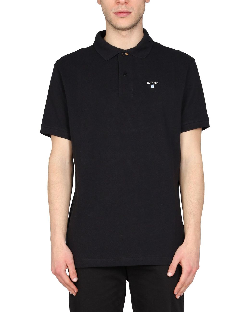 Barbour Black Shirt Collar Polo for men