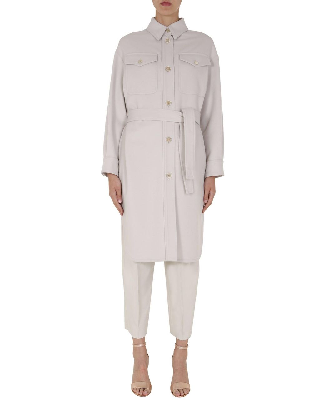 Brunello Cucinelli Gray Wool Coat With Belt