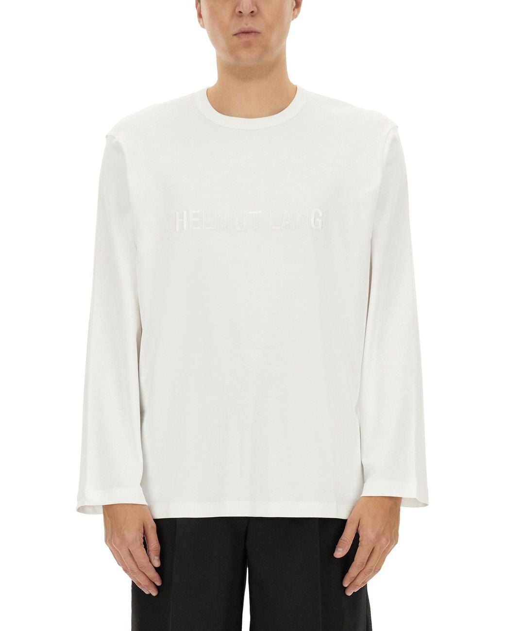 Helmut Lang White Logo T-Shirt Cotton T-Shirts for men