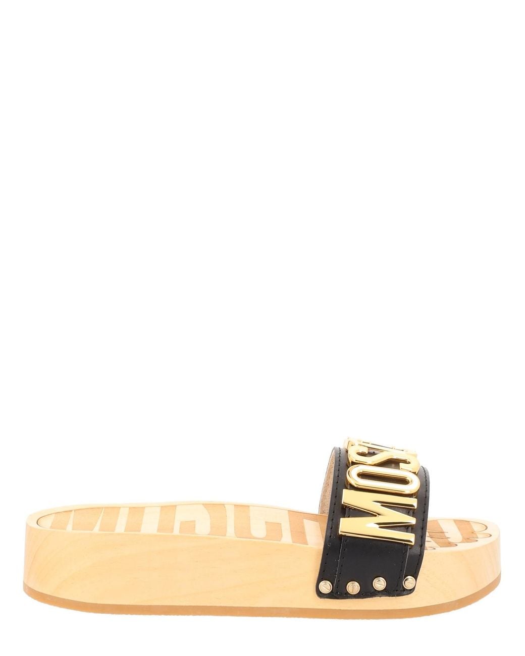 Moschino Natural Logo Platform Slide Sandals, 4.5 Cm