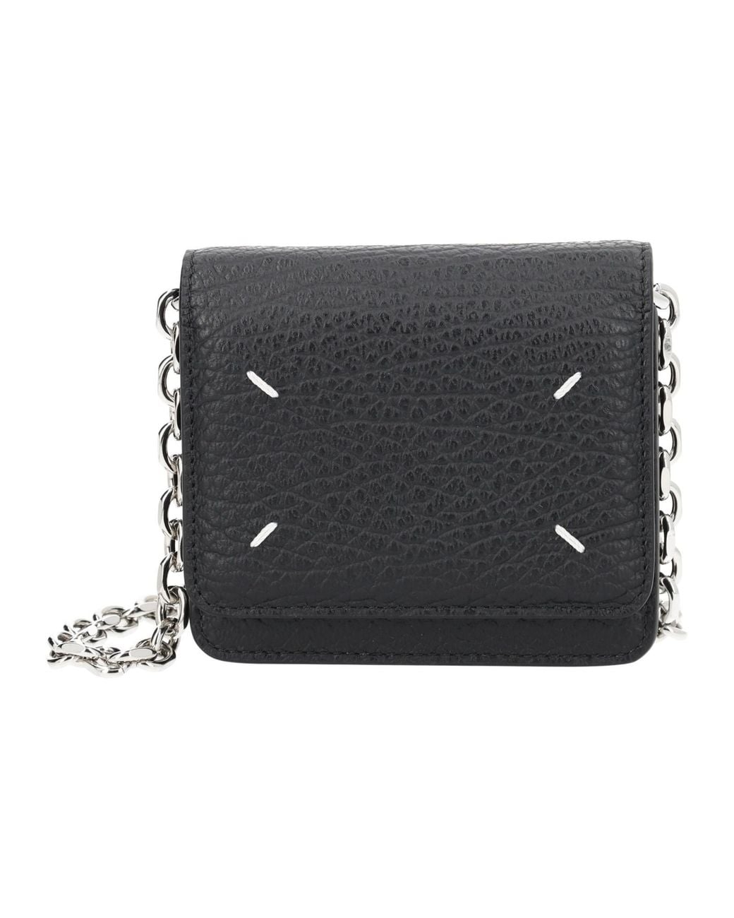 Maison Margiela Black Portafoglio "Four Stitches" Con Catena