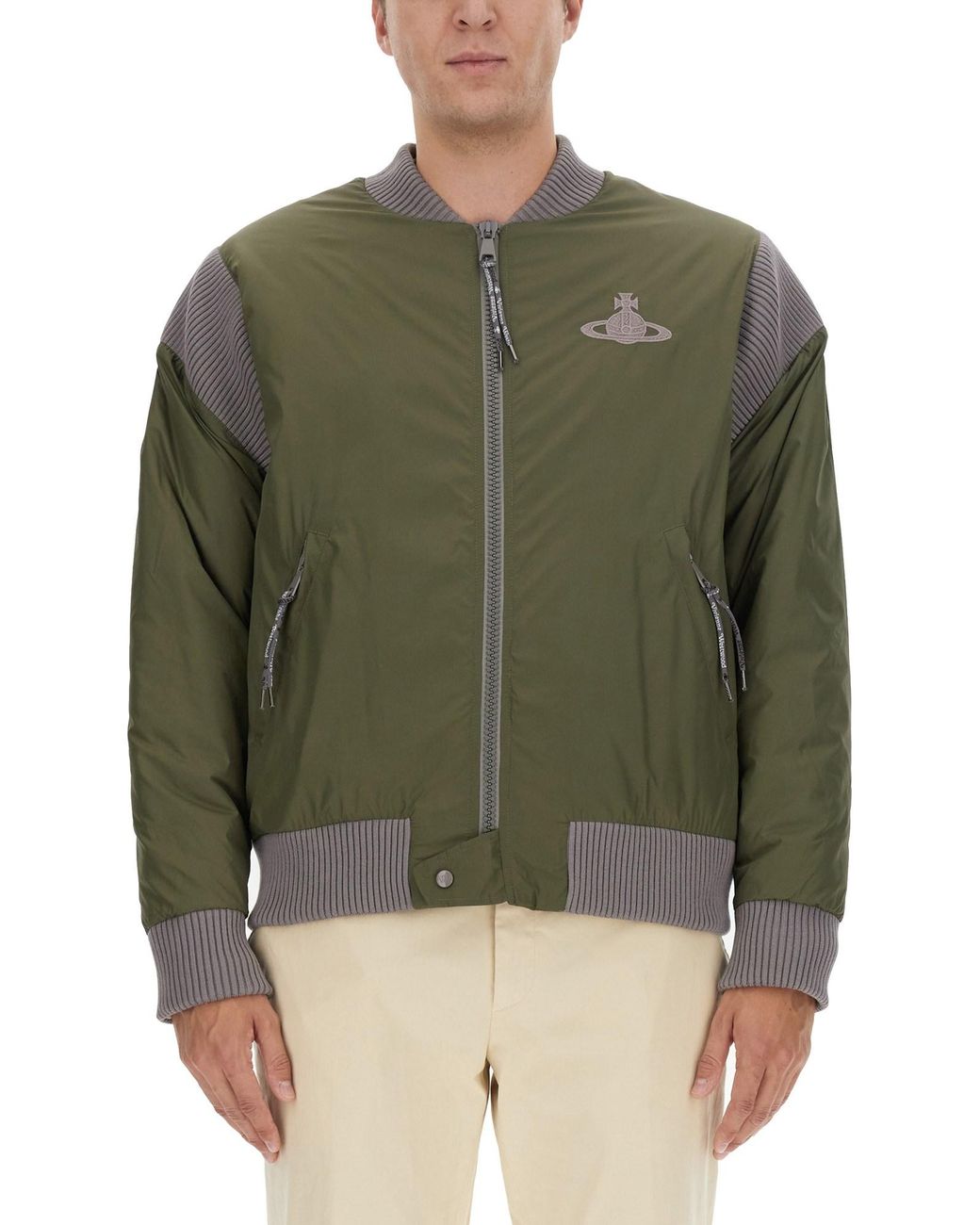 Vivienne Westwood Green Bomber Jacket With Logo for men